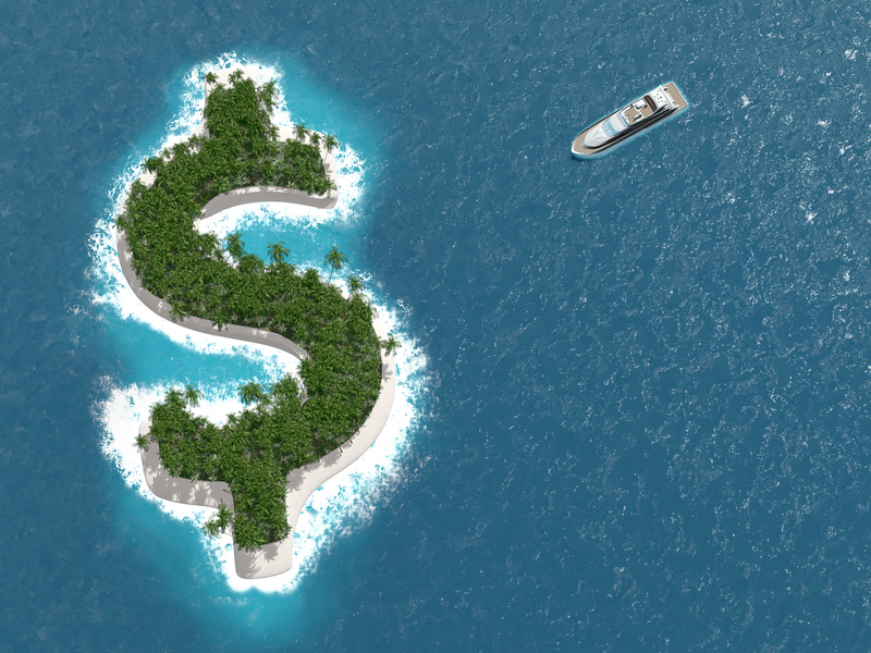 Une île en forme de symbole de dollar.