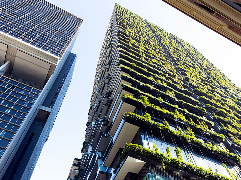 Apartment building with vertical garden